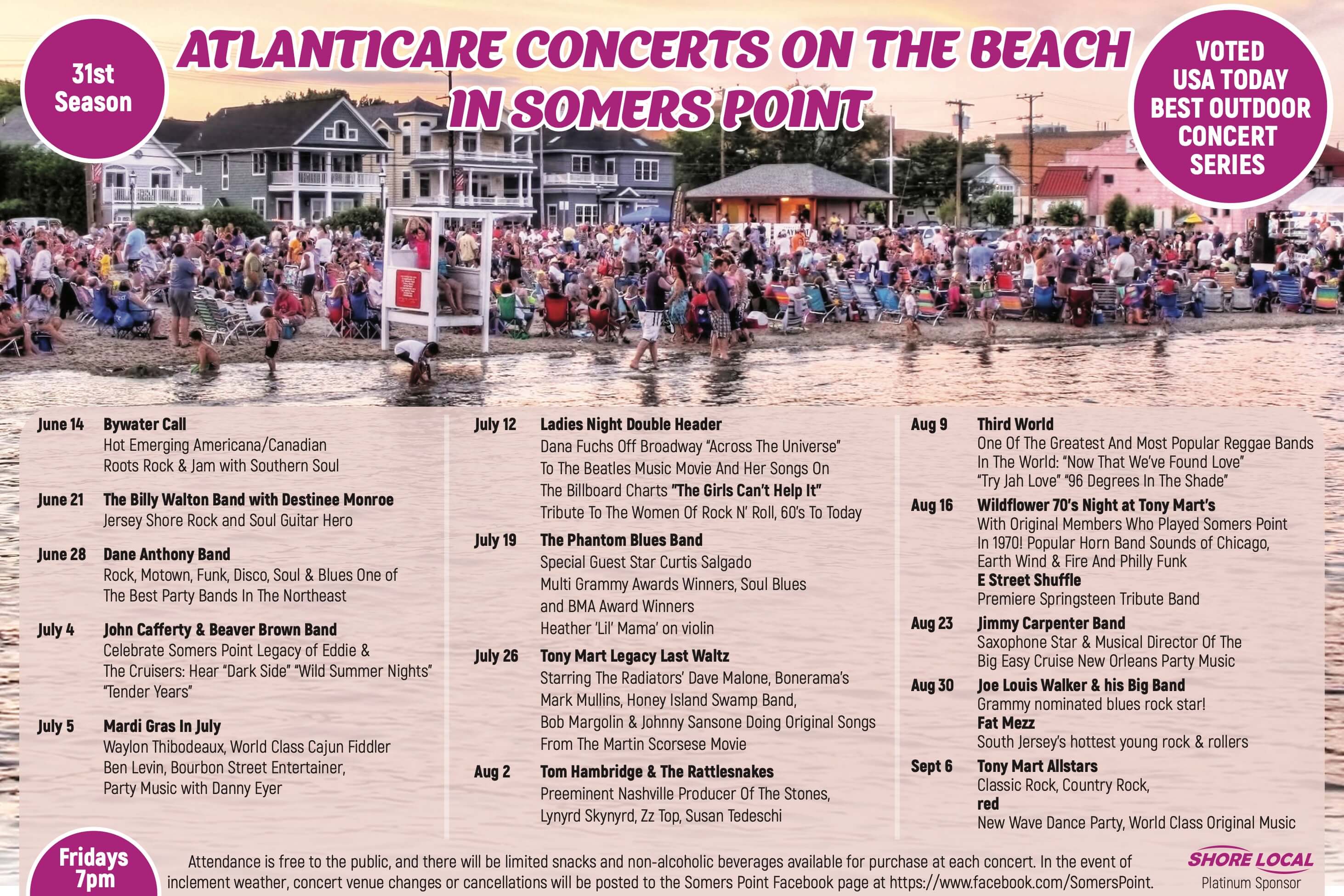 Somers Point Beach Concerts, Somers Point, NJ, Tony Mart Presents