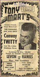 Tony Mart's 1965, Conway Twitty, Levon and the Hawks